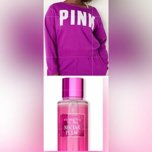 Brand New PINK Fleece Cropped Sweatshirt XL & Nectar Pulse Fragrance Mist 8.4oz